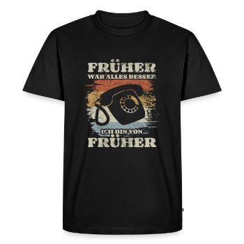 Festnetz Telefon - Früher war alles besser - Männer Premium Bio T-Shirt - Schwarz - Vorne - Nico (187cm)