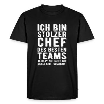 Ich bin stolzer Chef des besten Teams - Spruch - Männer Premium Bio T-Shirt - Schwarz - Vorne - Nico (187cm)