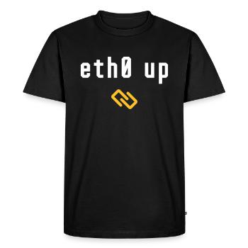 ETH0 UP - LINK CONNECTED - LINUX SHELL - Men's Premium Organic T-Shirt - black - Front - Nico (187cm)