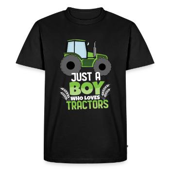Agriculteur agricole Rancher Drive Just Boy Loves Tractor - T-shirt Premium bio Homme - noir - Devant - Nico (187cm)