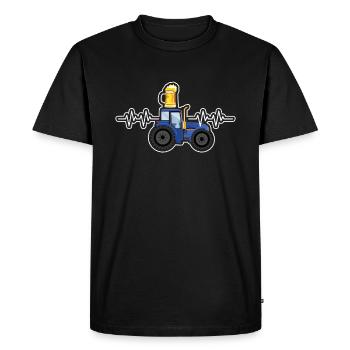 Agriculteur agricole Rancher Drive Heart Beer Lover Tracteur - T-shirt Premium bio Homme - noir - Devant - Nico (187cm)