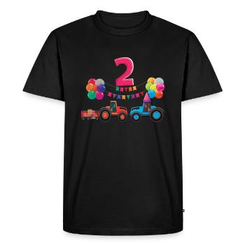 Naissance Né Age 2 ans Agriculteur Rancher Tracteur - T-shirt Premium bio Homme - noir - Devant - Nico (187cm)