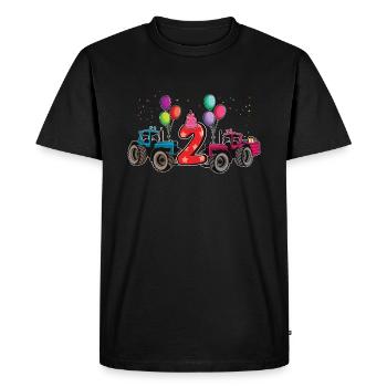 Naissance Né Age 2 ans Farmer Ranch Tracteur - T-shirt Premium bio Homme - noir - Devant - Nico (187cm)