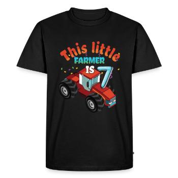 Naissance Né Age 7 ans Petit tracteur fermier - T-shirt Premium bio Homme - noir - Devant - Nico (187cm)