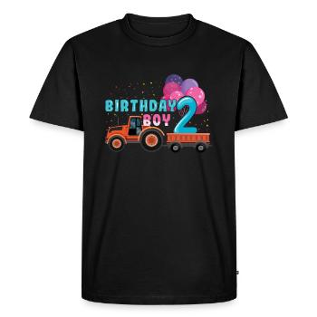 Naissance Né Age 2 ans Garçon Agriculteur Ranch Tracteur - T-shirt Premium bio Homme - noir - Devant - Nico (187cm)