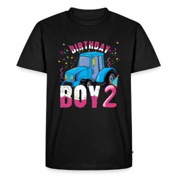 Naissance garçon Né 2 ans Agriculteur Ranch Tracteur - T-shirt Premium bio Homme - noir - Devant - Nico (187cm)