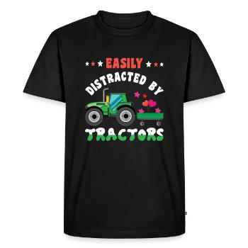 Agriculteur agricole Rancher Facilement distrait Tracteur - T-shirt Premium bio Homme - noir - Devant - Nico (187cm)