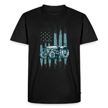 Farm Farmer Rancher Drive US Flag American Tractor - T-shirt Premium bio Homme - noir - Devant - Nico (187cm)