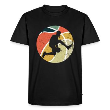 Vintage Retro Game Sport Basket Ball Basketball - Men's Premium Organic T-Shirt - black - Front - Nico (187cm)