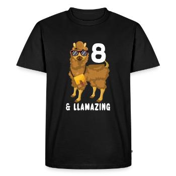 Kawaii Naissance Né Age 8 Ans Alpaga Llama - T-shirt Premium bio Homme - noir - Devant - Nico (187cm)