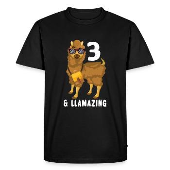 Kawaii Naissance Né 3 ans Alpaga Llama - T-shirt Premium bio Homme - noir - Devant - Nico (187cm)