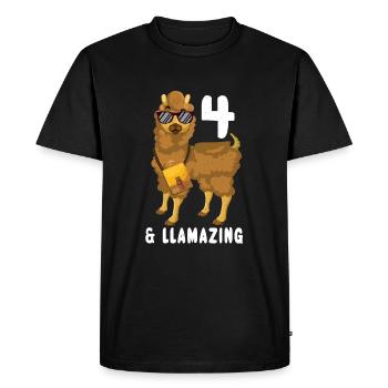 Kawaii Naissance Né 4 ans Alpaga Llama - T-shirt Premium bio Homme - noir - Devant - Nico (187cm)