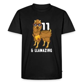 Kawaii Naissance Né 11 ans Alpaga Llama - T-shirt Premium bio Homme - noir - Devant - Nico (187cm)