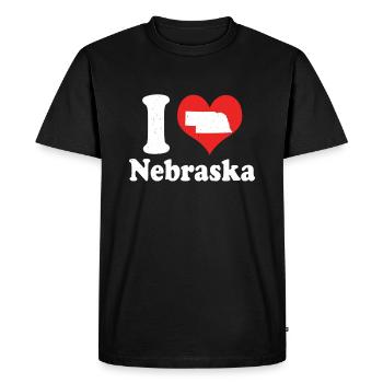 Citoyen américain État américain Amour I Cœur Nebraska - T-shirt Premium bio Homme - noir - Devant - Nico (187cm)
