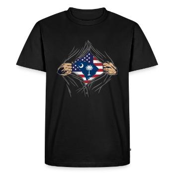 Rip Reveal America State Flag South Carolina - Men's Premium Organic T-Shirt - black - Front - Nico (187cm)