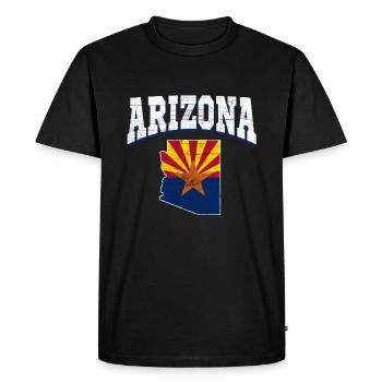 Carte terrestre du drapeau de l’État de l’Amérique des États-Unis Arizona - T-shirt Premium bio Homme - noir - Devant - Nico (187cm)