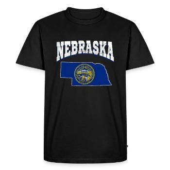 Carte terrestre du drapeau de l’État de l’Amérique des États-Unis Nebraska - T-shirt Premium bio Homme - noir - Devant - Nico (187cm)