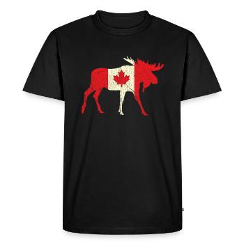 Elk Deer Canada Flag Proud Canadian Canada Day - Men's Premium Organic T-Shirt - black - Front - Nico (187cm)
