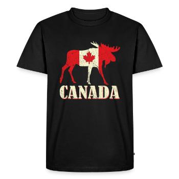 Deer Elk Canada Flag Proud Canadian Canada Day - Men's Premium Organic T-Shirt - black - Front - Nico (187cm)
