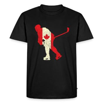 Hockey Canada Flag Proud Canadian Canada Day - Men's Premium Organic T-Shirt - black - Front - Nico (187cm)