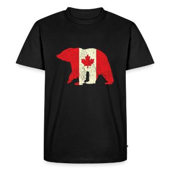 Canada Flag Bear Grizzly Proud Canadian Canada Day - Men's Premium Organic T-Shirt - black - Front - Nico (187cm)