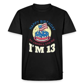 US America Flag Cake Birth Age 13 USA 4th Of July - Men's Premium Organic T-Shirt - black - Front - Nico (187cm)