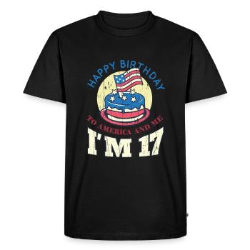 US America Flag Cake Naissance Age 17 USA 4 juillet - T-shirt Premium bio Homme - noir - Devant - Nico (187cm)