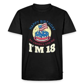 US America Flag Cake Naissance Age 18 USA 4 juillet - T-shirt Premium bio Homme - noir - Devant - Nico (187cm)