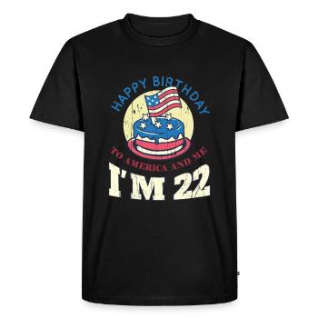 US America Flag Cake Naissance Age 22 USA 4 juillet - T-shirt Premium bio Homme - noir - Devant - Nico (187cm)