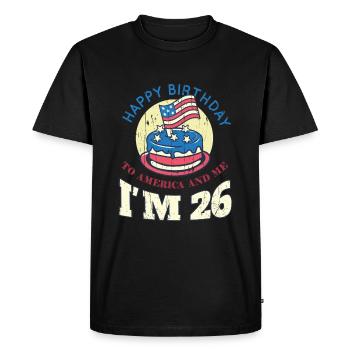 US America Flag Cake Naissance Age 26 USA 4 juillet - T-shirt Premium bio Homme - noir - Devant - Nico (187cm)