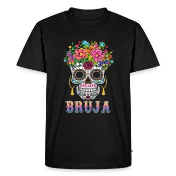 Witch Halloween Muertos Day Of Dead Sugar Bone - Men's Premium Organic T-Shirt - black - Front - Nico (187cm)