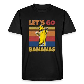 Retro Let's Bananas Funny Rocker Banana - Men's Premium Organic T-Shirt - black - Front - Nico (187cm)