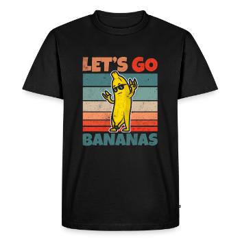 Retro Vintage Let's Bananas Funny Rocker Banana - Men's Premium Organic T-Shirt - black - Front - Nico (187cm)