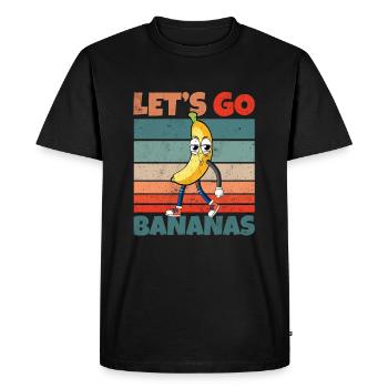 Retro Vintage Let's Bananas Funny Smirk Banana - Men's Premium Organic T-Shirt - black - Front - Nico (187cm)