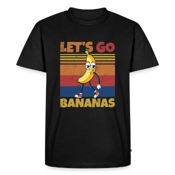 Retro Let's Bananas Funny Smirk Banana - Men's Premium Organic T-Shirt - black - Front - Nico (187cm)