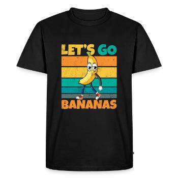 Vintage Let's Bananas Funny Smirk Banana - Men's Premium Organic T-Shirt - black - Front - Nico (187cm)