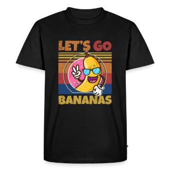 Retro Let's Bananas Funny Peace Banana - Men's Premium Organic T-Shirt - black - Front - Nico (187cm)