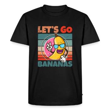 Retro Vintage Let's Bananas Funny Peace Banana - Men's Premium Organic T-Shirt - black - Front - Nico (187cm)
