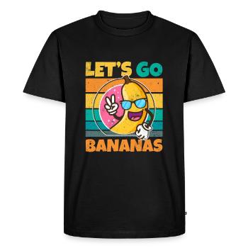 Vintage Let's Bananas Funny Peace Banana - Men's Premium Organic T-Shirt - black - Front - Nico (187cm)