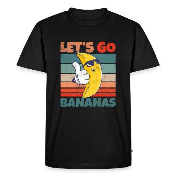 Retro Vintage Let's Bananas Funny Cool Banana - Men's Premium Organic T-Shirt - black - Front - Nico (187cm)