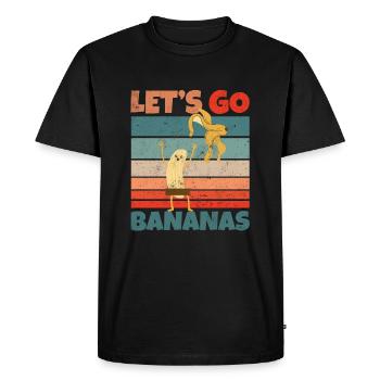 Retro Vintage Let's Bananas Funny Strip Banana - Men's Premium Organic T-Shirt - black - Front - Nico (187cm)