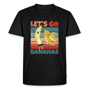 Retro Vintage Let's Bananas Funny Stripped Banana - Men's Premium Organic T-Shirt - black - Front - Nico (187cm)