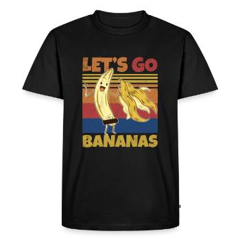Retro Let's Bananas Funny Stripped Banana - Men's Premium Organic T-Shirt - black - Front - Nico (187cm)