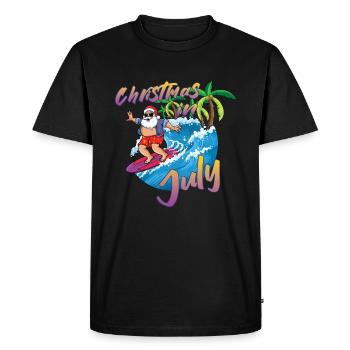 Île Plage Noël Surf Père Noël Été 2022 - T-shirt Premium bio Homme - noir - Devant - Nico (187cm)