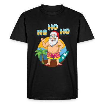 Plage de l’île Noël Ho Ho Ho Santa Été 2022 - T-shirt Premium bio Homme - noir - Devant - Nico (187cm)