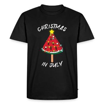 Plage Arbre de Noël Pastèque Juillet Été 2022 - T-shirt Premium bio Homme - noir - Devant - Nico (187cm)