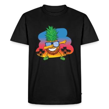Beach 2022 Tropical Dabbing Pineapple Summer - Men's Premium Organic T-Shirt - black - Front - Nico (187cm)
