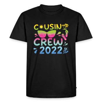 Cousin Crew 2022 Vacances Tropical Bonjour Été - T-shirt Premium bio Homme - noir - Devant - Nico (187cm)