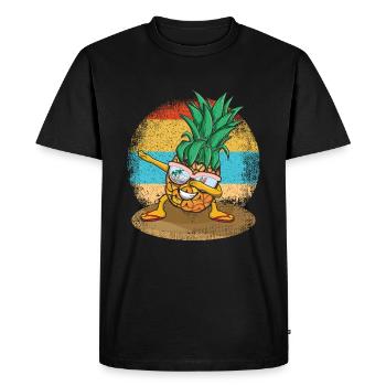 Retro Beach 2022 Tropical Dabbing Pineapple Summer - Men's Premium Organic T-Shirt - black - Front - Nico (187cm)