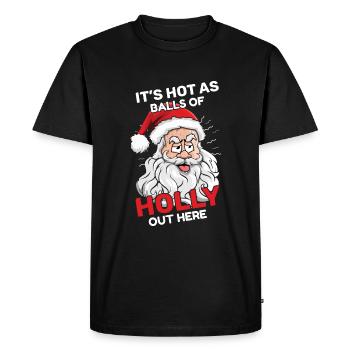 Plage Noël Drôles Hot Balls Père Noël Été 2022 - T-shirt Premium bio Homme - noir - Devant - Nico (187cm)